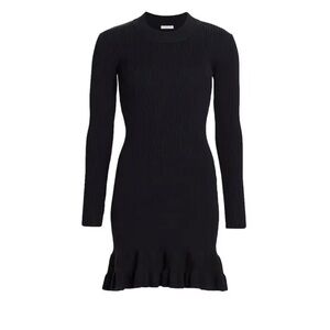 See By Chloe Rib Knit Intense Green Ruffle‎ Hem Mini Dress Women’s Size Large